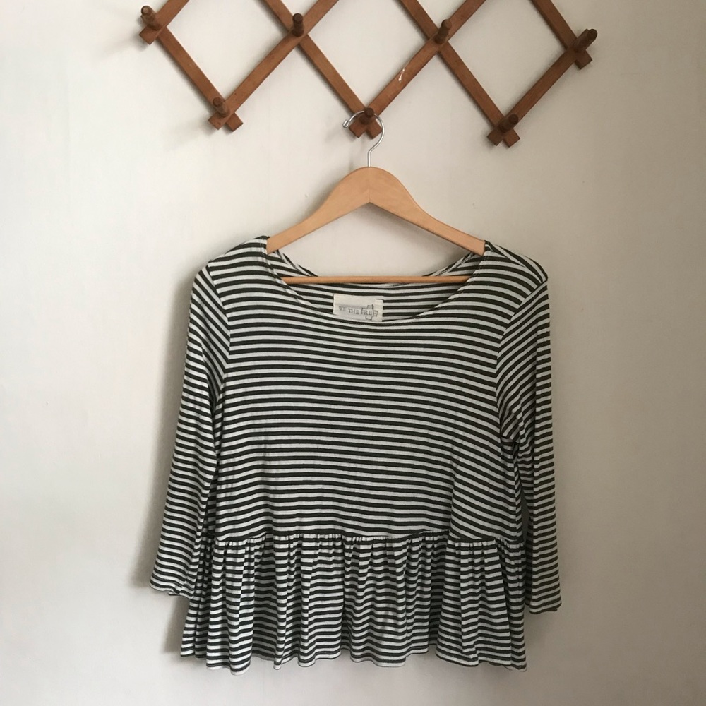Free People 3/4 sleeve striped flowy top